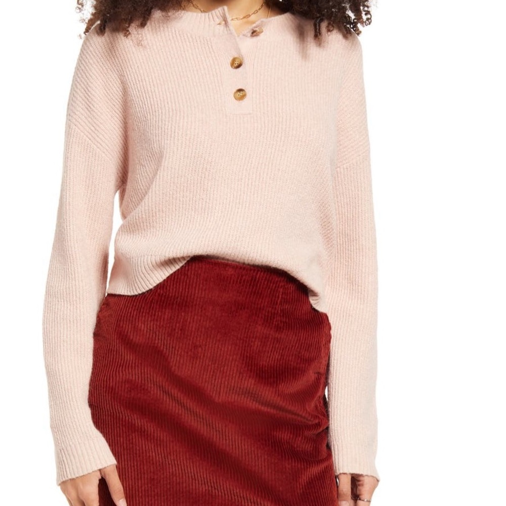 bp ribbed henley pink smoke